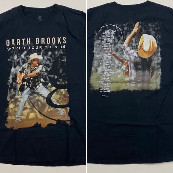 Garth Brooks 2014 2015 World Tour Mens Medium Small Black Cotton - Picture 1 of 7